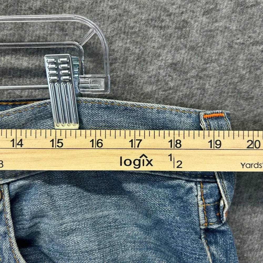 True Religion‎ Straight Mens Jeans 38 Medium Wash Frayed Horseshoe Logo USA